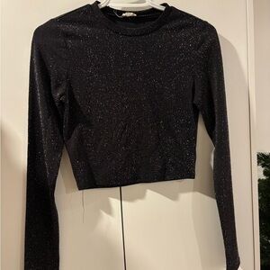 Garage Black Sparkle Long Sleeve Top